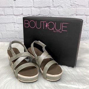 Boutique by Corkys Celine Wedge Sandals Pewter NIB